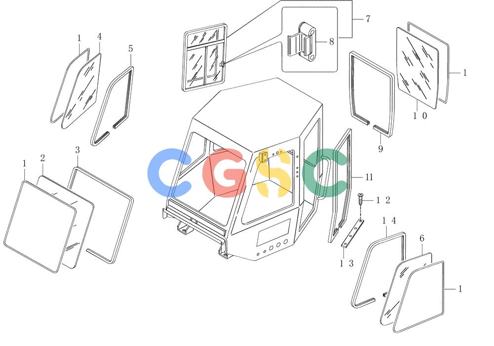 纽荷兰零件查询(AD250 (3.5 VERSION)) - ARTICULATED DUMP TRUCK (7/01-) (5.652[03]) - ROPS CAB - GLASS PLATES New Holland Constructuion