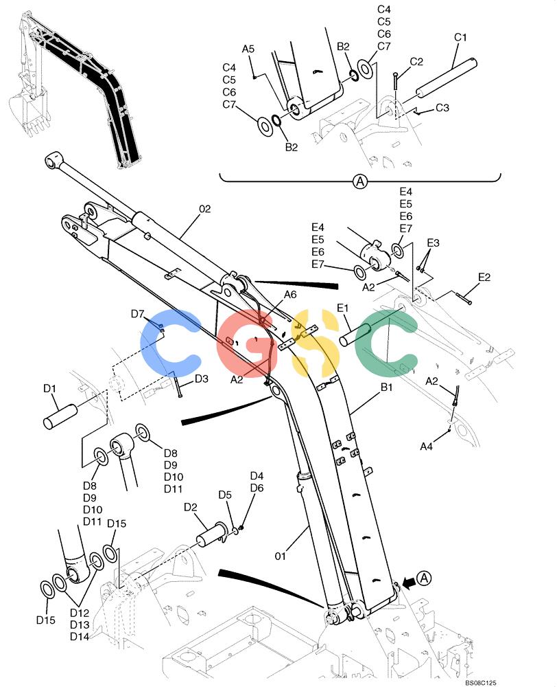 纽荷兰零件查询(E70BSR) - COMPACT CRAWLER EXCAVATOR BTW YT05-15001 - 18000 (NA) (4/08-) (04-01-00[00]) - BOOM GROUP, 3.84M (12FT 7IN) New Holland Constructuion