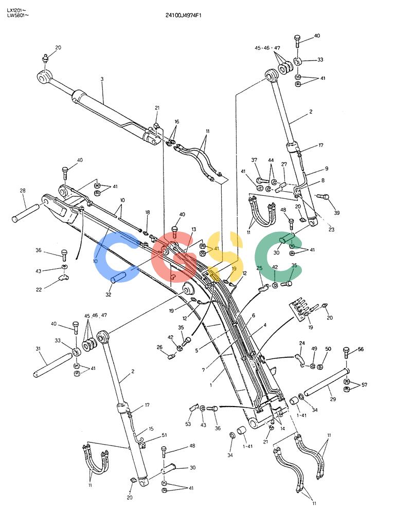 神钢零件查询(K904DL) - EXCAVATOR ASN LX1201 (1/84-12/03) (09-029) - BOOM ASSY, 4.35M Kobelco