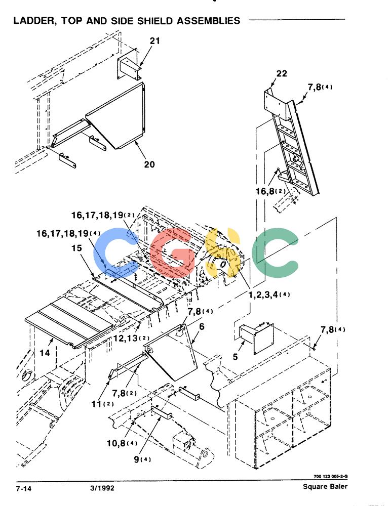 凯斯零件查询(8570) - CASE IH MID-SIZE RECTANGULAR BALER (1/91-12/96) (7-14) - LADDER, TOP AND SIDE SHIELD ASSEMBLIES Case Agriculture
