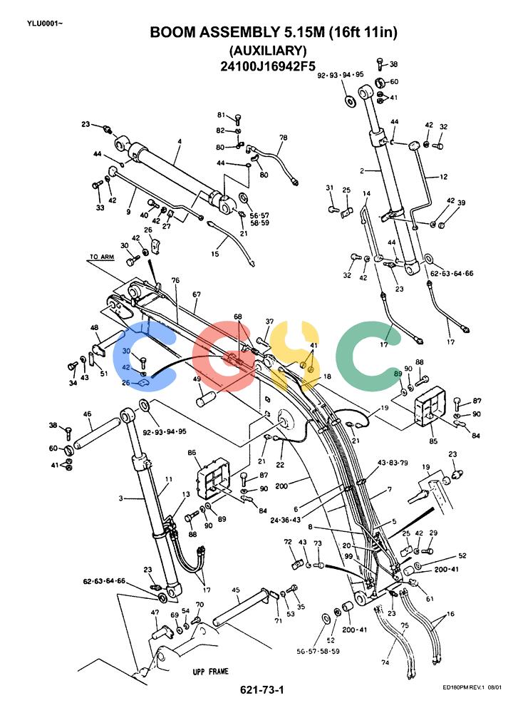 神钢零件查询(ED180) - BLADE RUNNER EXCAVATOR/DOZER ASN YLU0001 (1/99-12/01) (08-003[01]) - BOOM ASSEMBLY 5.15M (16FT 11IN) (AUXILIARY) Kobelco