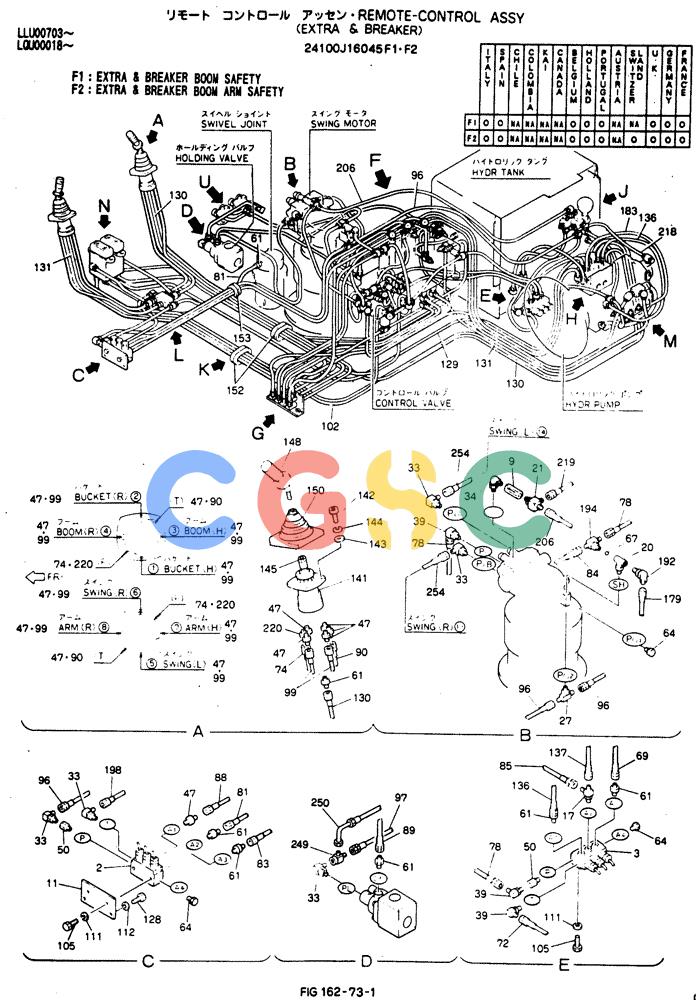 神钢零件查询(BREAKER) - NIBBLER AND BREAKER ATTACHMENT - SK220LC EXCAVATORS (9/04-) (162-73) - Remote-Control Assy Kobelco