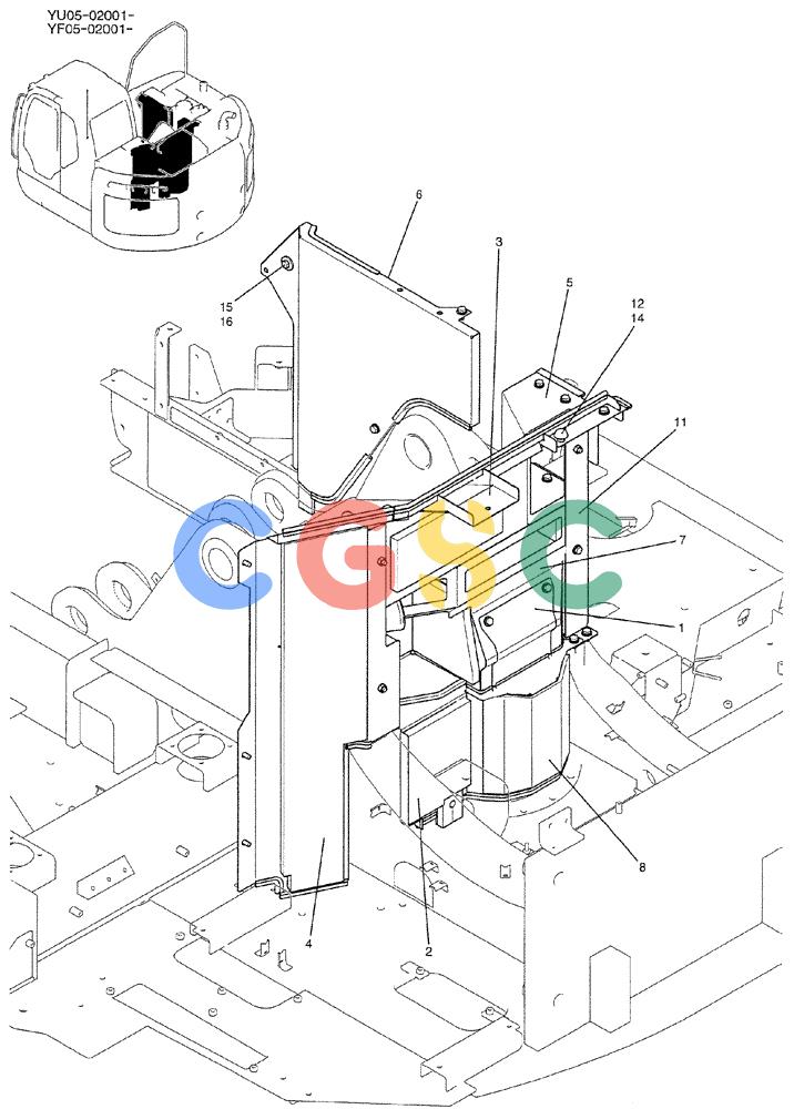 纽荷兰零件查询(E235BSRNLC) - CRAWLER EXCAVATOR ASN YU05-02001 (01-051[01]) - GUARD INSTAL, P/N YF21C00026F1 New Holland Constructuion
