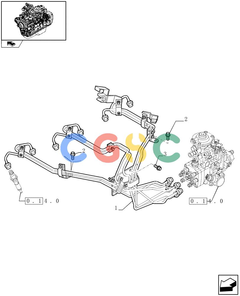 神钢零件查询(F4GE9684B J600) - ENGINE 504116859 - 87050849 (1/07-) (0.14.9) - INJECTION EQUIPMENT - PIPING (2852688) Kobelco