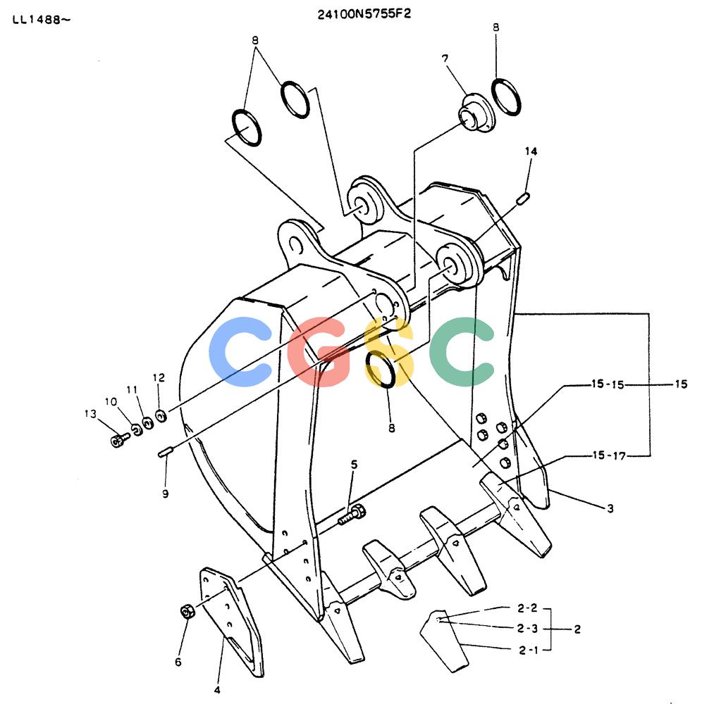 神钢零件查询(K909LC) - MARK II EXCAVATOR ASN LL1488 (1/87-12/03) (07-004) - BUCKET ASSY, 0.9M3 Kobelco