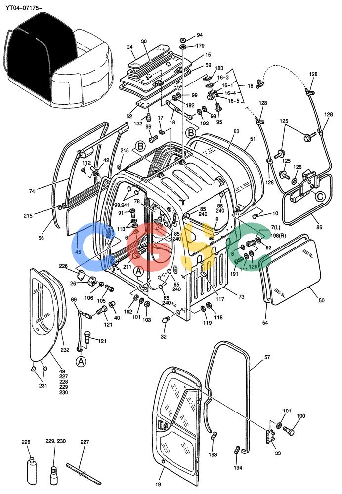 纽荷兰零件查询(E70SR) - MIDI CRAWLER EXCAVATOR ASN YT04-07175 (05-007[01]) - CAB ASSY (WITH POWER WINDOW) New Holland Constructuion