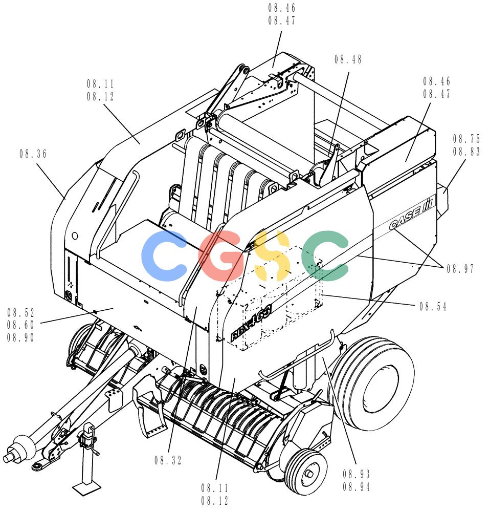 凯斯零件查询(RBX463) - CASE IH ROUND BALER (9/05-12/06) (SECTION 08[RBX463]) - PICTORIAL INDEX, SHEET METAL & DECALS Case Agriculture