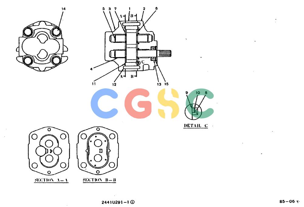 神钢零件查询(MD200BLC) - EXCAVATOR BTW YQ0101 - YQ0564 (1/80-12/06) (11-025) - PUMP ASSY, GEAR- 2441U291 F2 Kobelco