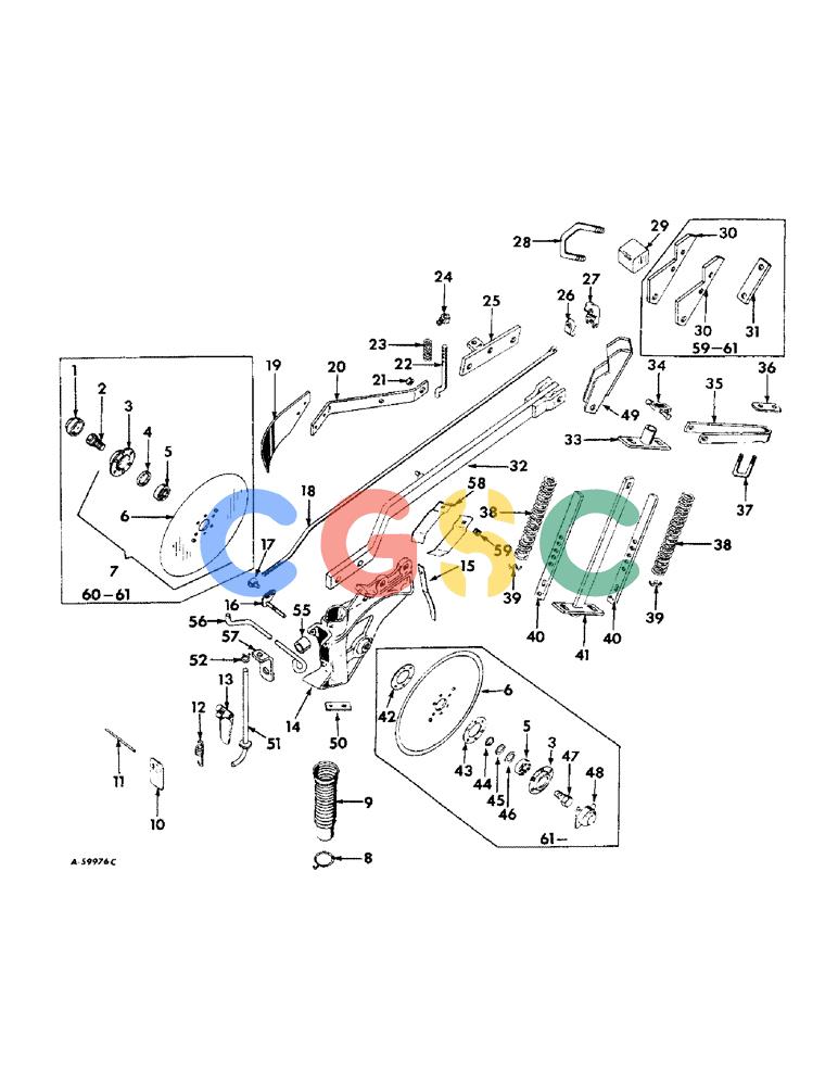 凯斯零件查询(DRY) - FERTILIZER UNIT (4-ROW) - 1966 (1/66-12/88) (A-125) - DRY FERTILIZERS, DOUBLE DISK FERTILIZER OPENER WITH COVERING BLADE Case Agriculture