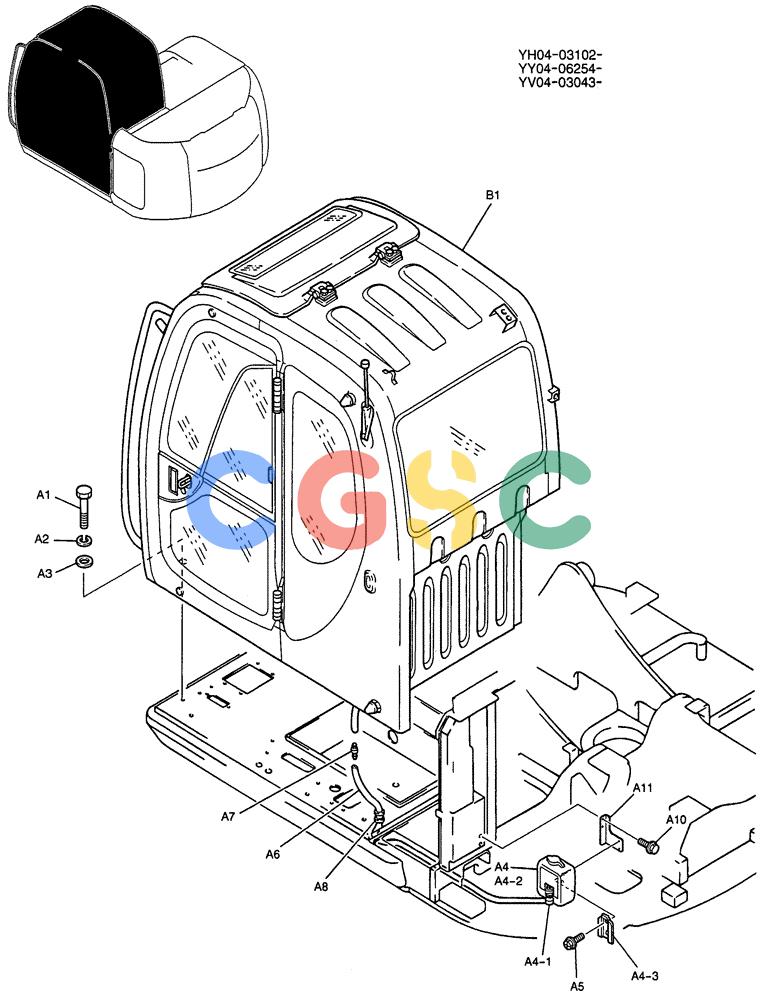 纽荷兰零件查询(E115SR) - CRAWLER EXCAVATOR ASN YV04-03043 (01-036) - CAB INSTAL New Holland Constructuion