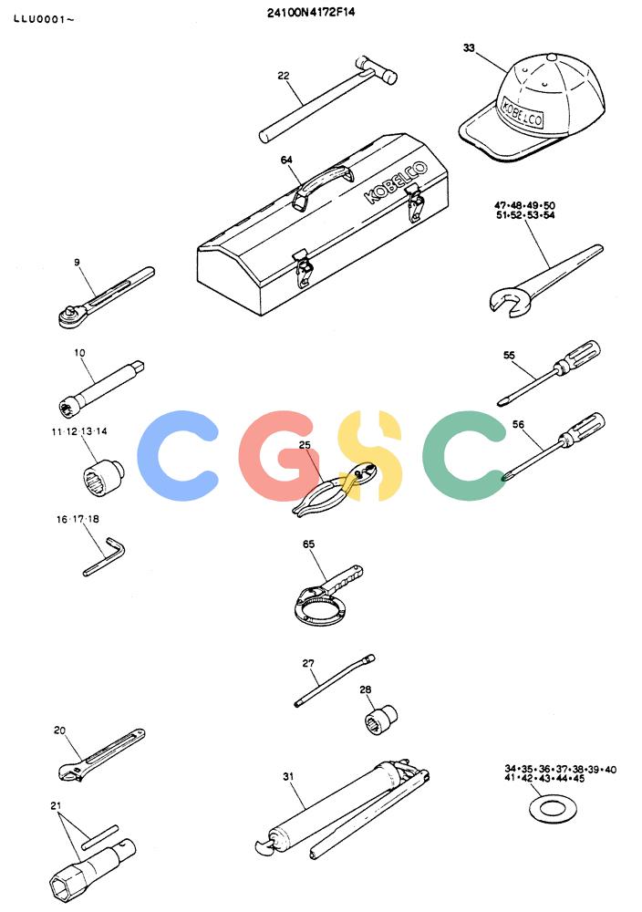 神钢零件查询(K909LC) - MARK II EXCAVATOR ASN LLU-0001 (1/87-12/03) (10-002) - TOOL ASSY Kobelco