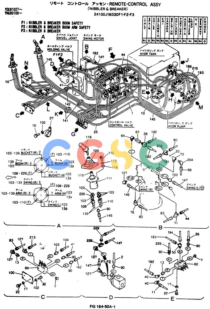 神钢零件查询(BREAKER) - NIBBLER AND BREAKER ATTACHMENT - SK200LC EXCAVATORS (9/04-) (164-50A) - Wrist Control and Pilot Line Group (Nibbler and Breaker) (Nibbler and Breaker Boom Safety) (Nibbler and Breaker Boom Arm Safety) Kobelco