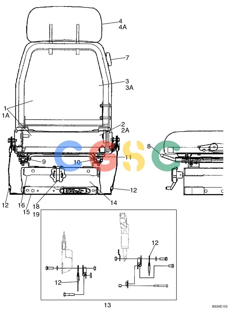 纽荷兰零件查询(D95) - CRAWLER DOZER - NA (1/06-) (09-15) - SEAT ASSY, MECHANICAL SUSPENSION New Holland Constructuion