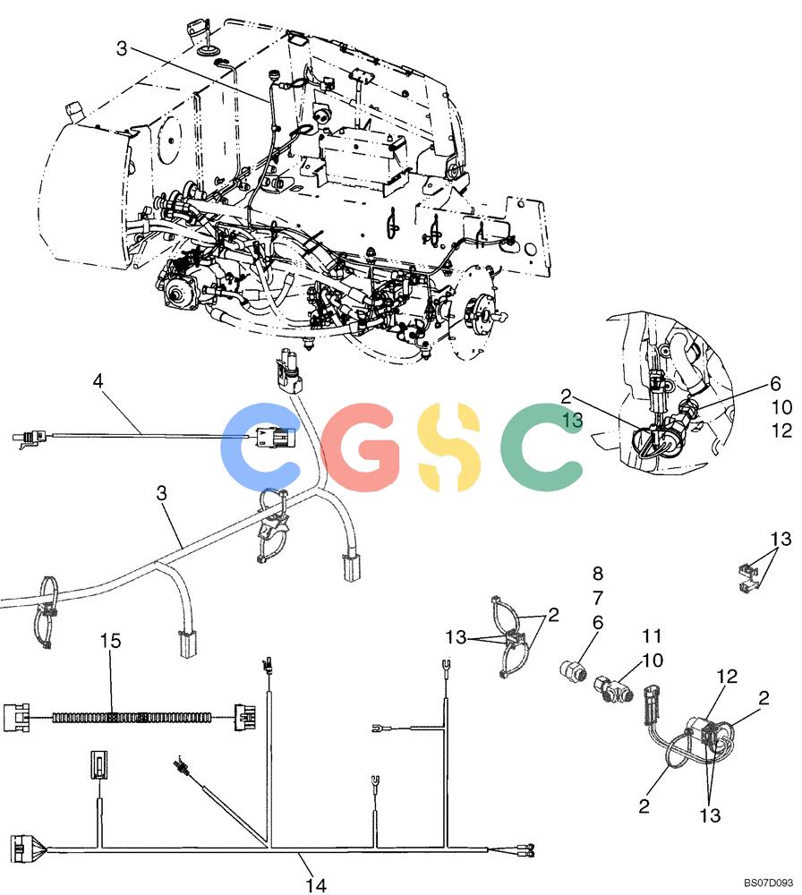 纽荷兰零件查询(D95) - CRAWLER DOZER - NA (1/06-) (04-11) - HARNESS, ENGINE AND REAR WIRE HARNESS New Holland Constructuion