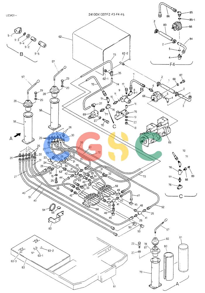 神钢零件查询(K903B) - EXCAVATOR ASN LE3401 (1/85-12/03) (03-004) - REMOTE-CONTROL ASSY P/N 24100X1337F2 Kobelco