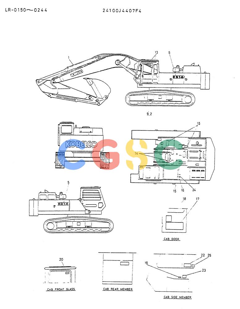 神钢零件查询(K914) - EXCAVATOR ASN LR-0143 (1/79-12/03) (09-005) - LABEL, NAME-PLATE (FOR USA STANDARD) Kobelco