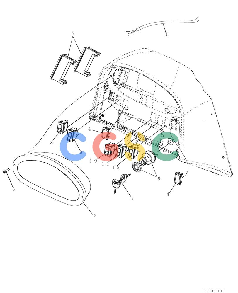 纽荷兰零件查询(DC85) - CRAWLER DOZER (8/04-) (04-13) - HARNESS, FRONT CONSOLE AND SWITCHES - CANOPY, ROPS New Holland Constructuion