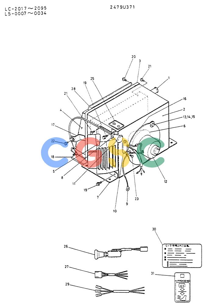 神钢零件查询(K916LC) - EXCAVATOR ASN YS0119 (1/87-12/03) (05-021) - HEATER ASSY, CAR-P/N 2479U371 Kobelco