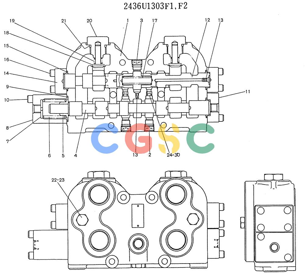 神钢零件查询(K905LC) - MARK II EXCAVATOR BTW YP1001 - YP1281 (1/87-12/03) (11-031) - VALVE ASSY, FLOW-DIVIDED Kobelco