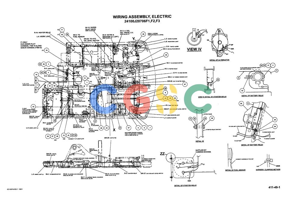 神钢零件查询(ED180) - BLADE RUNNER EXCAVATOR/DOZER ASN YLU0001 (1/99-12/01) (06-001[01]) - WIRING ASSEMBLY, ELECTRIC Kobelco