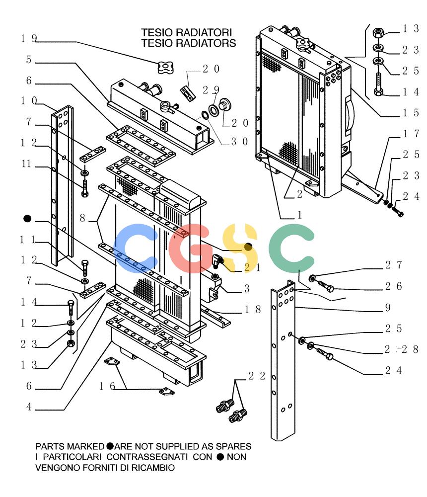 纽荷兰零件查询(DC180PS) - CRAWLER DOZER (11/00-) (0.550[04]) - WATER RADIATOR - COMPONENTS New Holland Constructuion