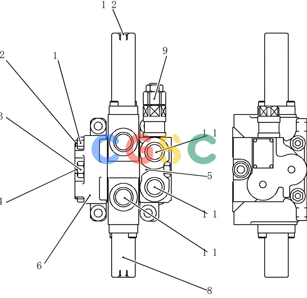 神钢零件查询(200-8) - EXCAVATOR S/N YN11-45001 - (1/06-12/09) (HC120-62-1) - VALVE ASSY, CONTROL Kobelco