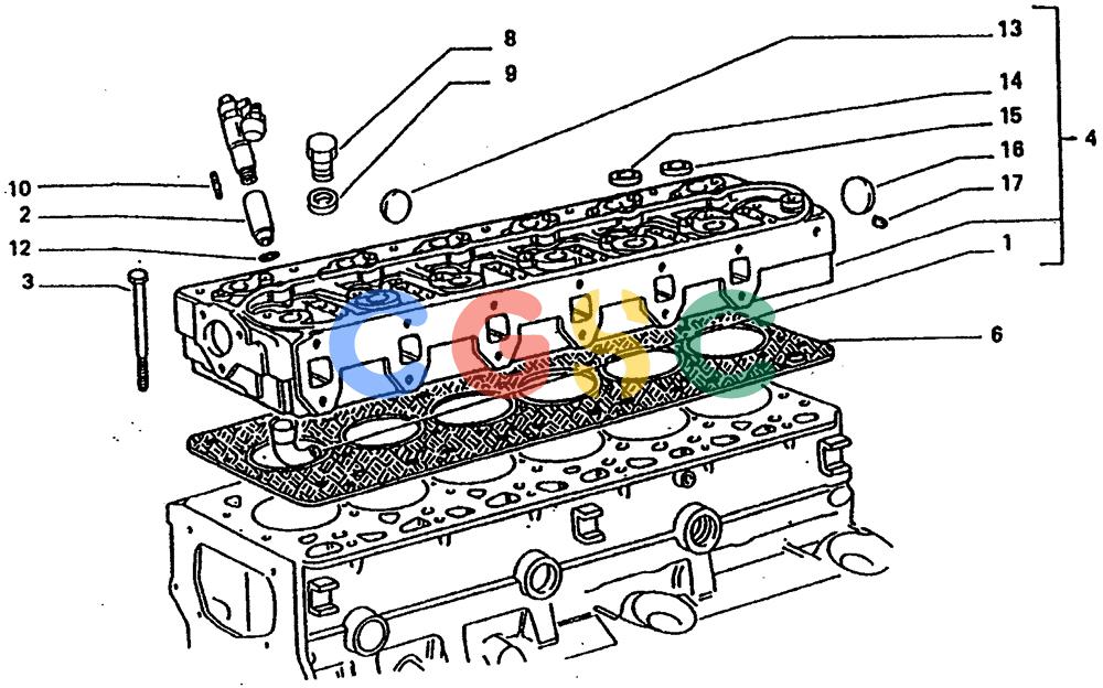 纽荷兰零件查询(65B) - MOTORGRADERS (A1.01[003]) - CYLINDER HEAD (8061.05 ENGINE) New Holland Constructuion