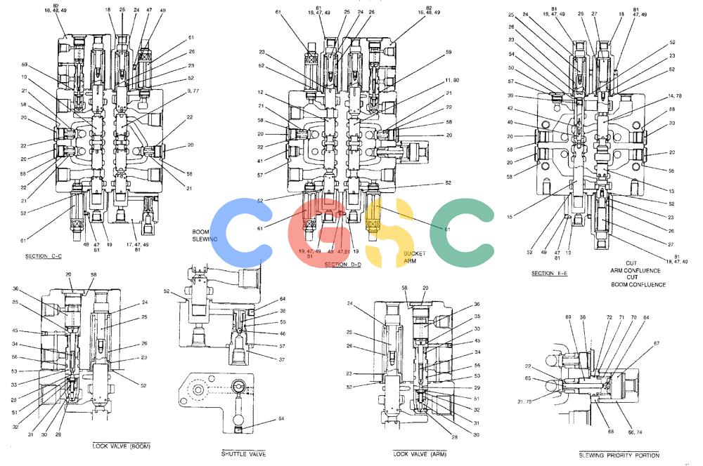 纽荷兰零件查询(E70) - MIDI CRAWLER EXCAVATOR (NA) (1/06-) (156) - VALVE ASSEMBLY, CONTROL New Holland Constructuion