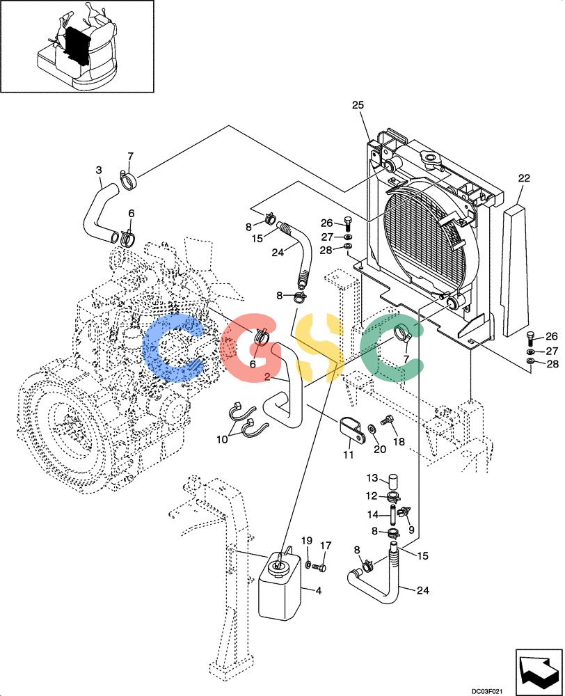 纽荷兰零件查询(E15) - COMPACT CRAWLER EXCAVATOR (N.A.) (1/06-) (02-06[00]) - RADIATOR MOUNTING New Holland Constructuion