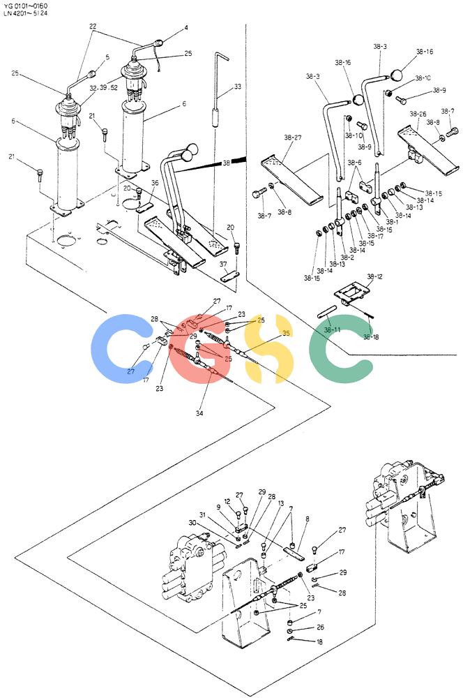 神钢零件查询(K907CLC) - EXCAVATOR BTW YG0101 - YG0500 (1/85-12/03) (03-003) - CONTROL ASSY (P/N-24100J3651F3) Kobelco