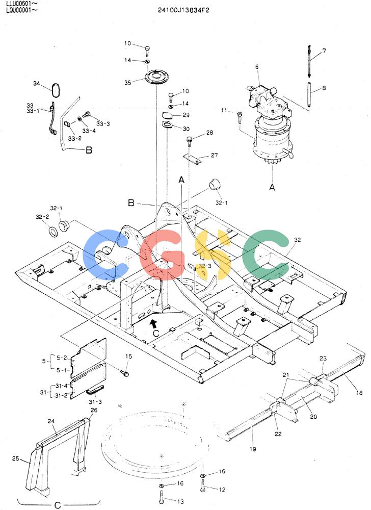 神钢零件查询(MD240C) - EXCAVATOR ASN LLU00601 (1/80-12/06) (01-001) - FRAME ASSY, UPP Kobelco