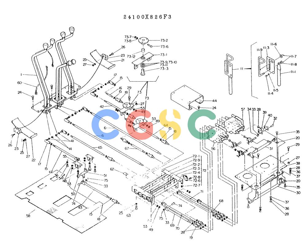 神钢零件查询(K903A) - EXCAVATOR BTW K2748 - K3928 (1/76-12/03) (09-014) - CONTROL ASSY, P/N 24100X826F3 Kobelco