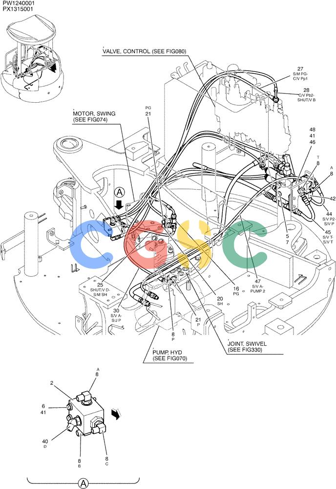 纽荷兰零件查询(E35SR) - COMPACT CRAWLER EXCAVATOR ASN PX13-15001 (N6TN61732) (NA) (1/06-) (05-007[01]) - CONTROL LINES, REMOTE (COOLER) New Holland Constructuion