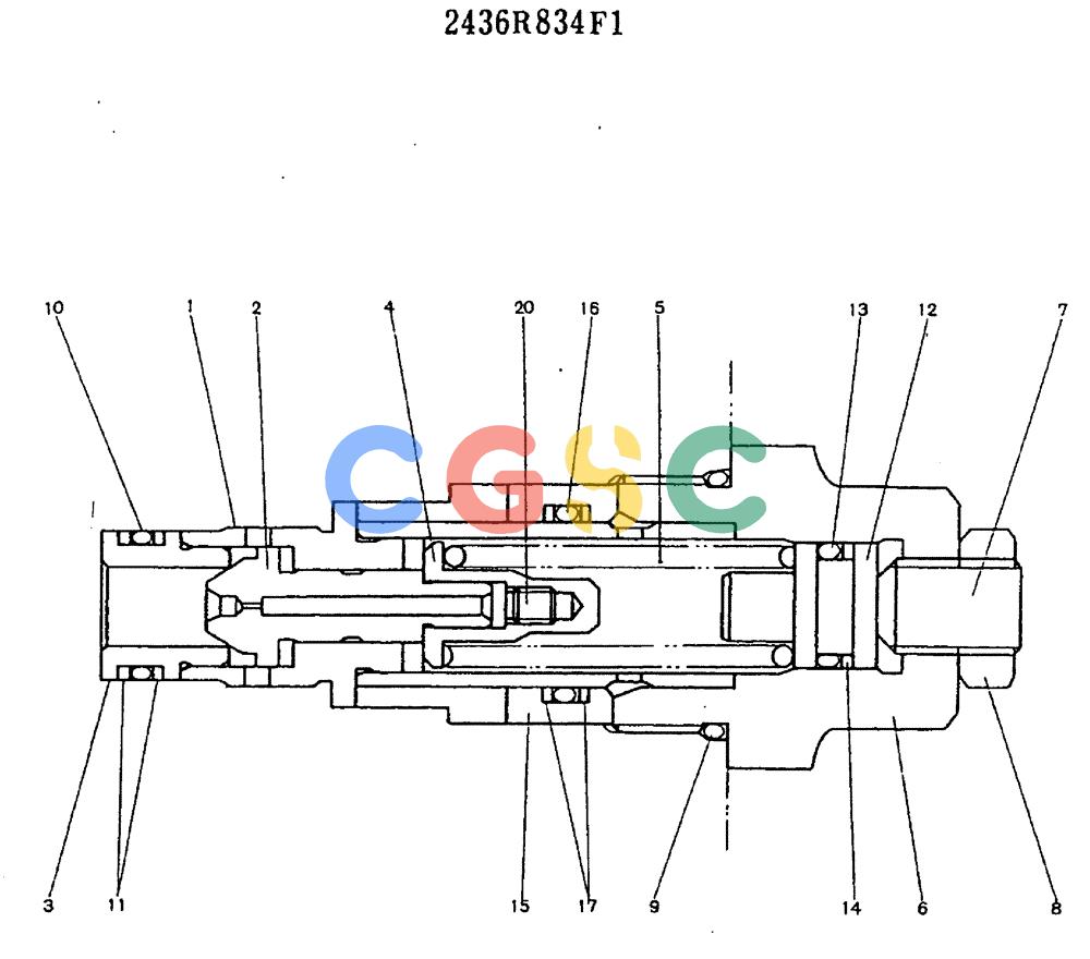 神钢零件查询(MD320BLC) - EXCAVATOR BTW YC0301 - YC0747 (1/80-12/06) (11-008) - VALVE ASSY, RELIEF 2436R834 F1 Kobelco