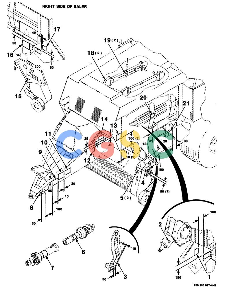 凯斯零件查询(8575) - CASE IH MID-SIZE RECTANGULAR BALER (NORTH AMERICA) (1/95-12/00) (09-006) - DECALS (OPERATIONAL) AND LOCATION DIAGRAM, S.N. CFH0163129 AND LATER Case Agriculture