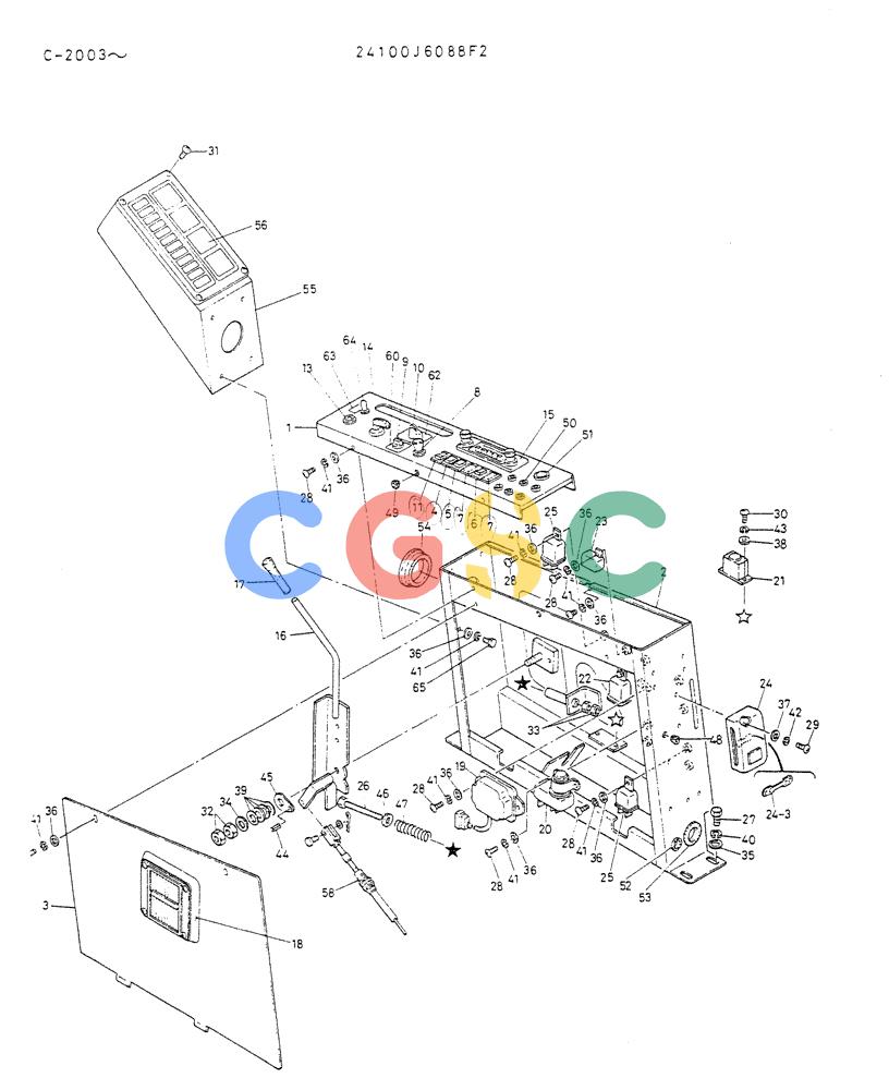 神钢零件查询(K912A) - EXCAVATOR BTW LC-2003 - LC-2016 (1/85-12/03) (06-009) - PANEL ASSY, INST P/N 24100J6088F2 Kobelco
