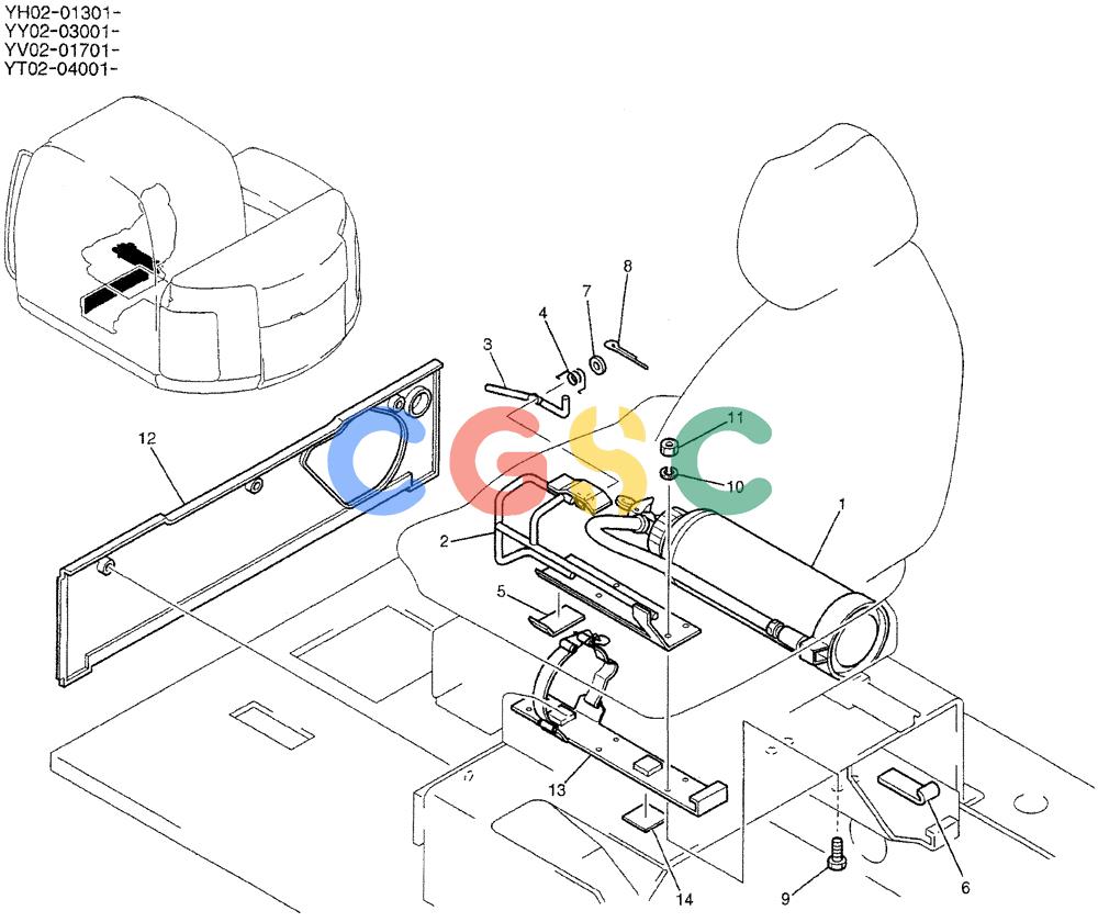 神钢零件查询(ED150-1E) - BLADE RUNNER EXCAVATOR/DOZER ASN YL05-00555 (11/03-12/04) (05-002) - EXTINGUISHER INSTAL Kobelco