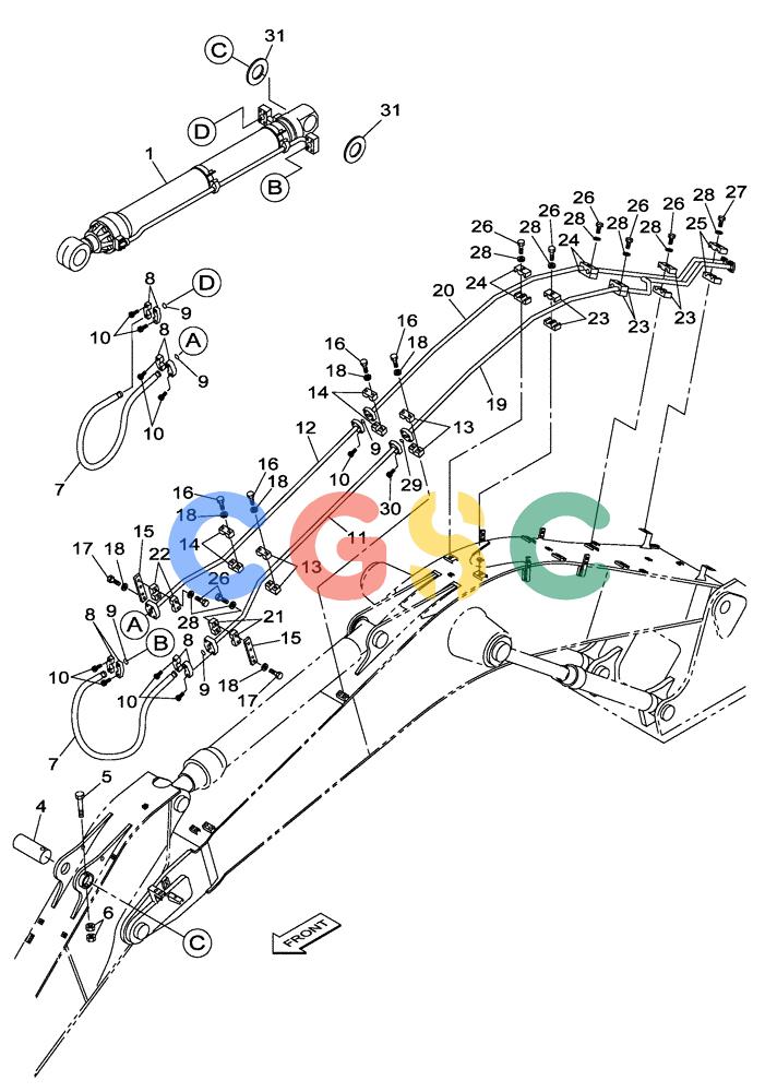 纽荷兰零件查询(E805) - CRAWLER EXCAVATOR TIER 3 (7/06-) (08-022-00[01]) - HYDRAULIC CIRCUIT - BUCKET CYLINDER - BOOM (8.40 M) - DIPPER (4.40 M) New Holland Constructuion
