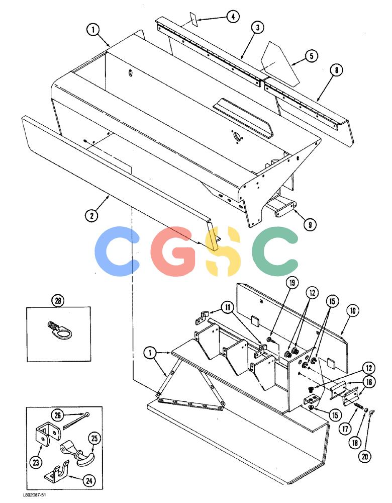 凯斯零件查询(5420) - CASE IH RECTANGULAR BALER (1/85-12/87) (9-20) - RIGHT HAND HOOD ASSEMBLY Case Agriculture