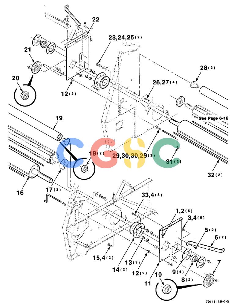 凯斯零件查询(8465T) - CASE IH ROUND BALER W/TRACTOR HYDRAULICS (1/91-12/97) (6-14) - ROLLERS ASSEMBLY, LOWER Case Agriculture