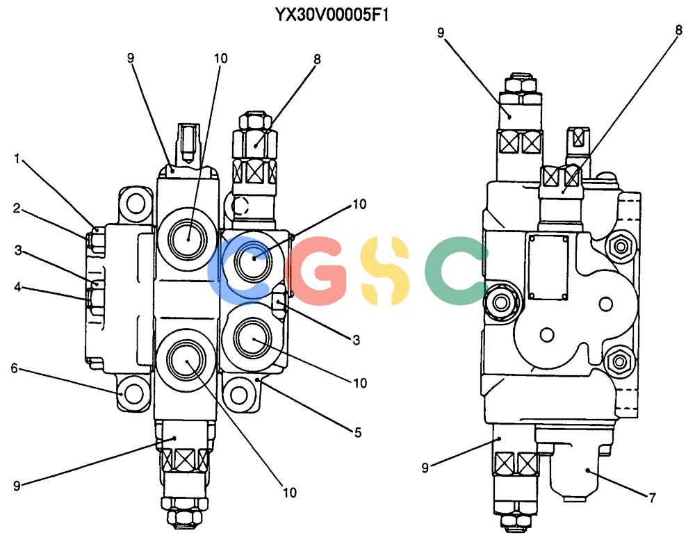 纽荷兰零件查询(E135SR) - CRAWLER EXCAVATOR ASN YY04-06254 (07-045) - VALVE ASSY, CONTROL (DOZER) New Holland Constructuion