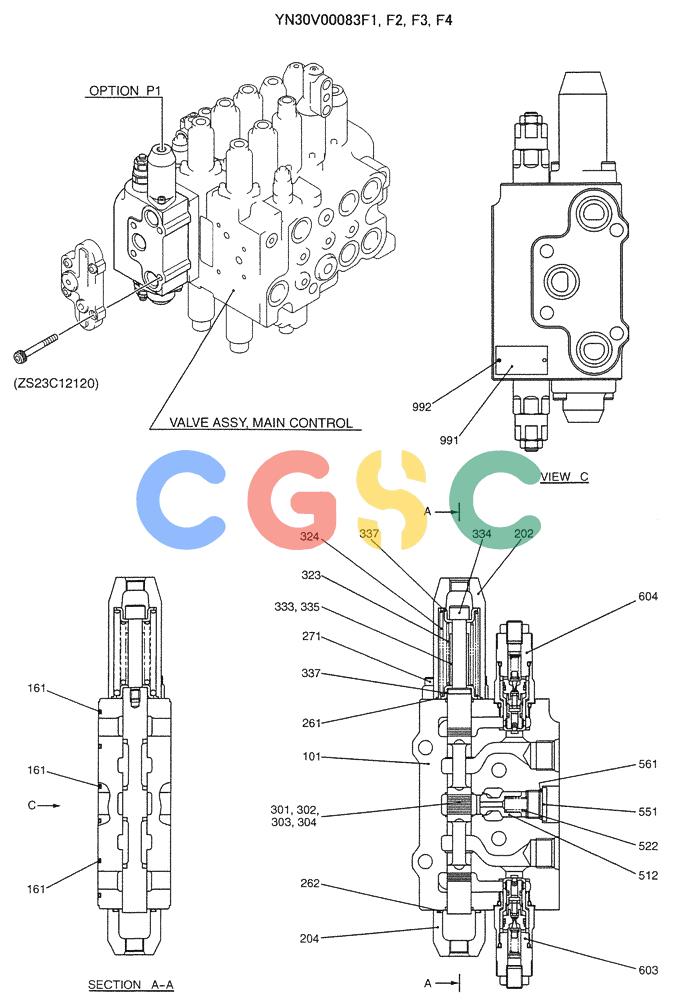 纽荷兰零件查询(E235SRLC) - CRAWLER EXCAVATOR BTW YU04-00837 - YU04-01417 (07-032) - VALVE ASSY, CONTROL (OPTION) New Holland Constructuion