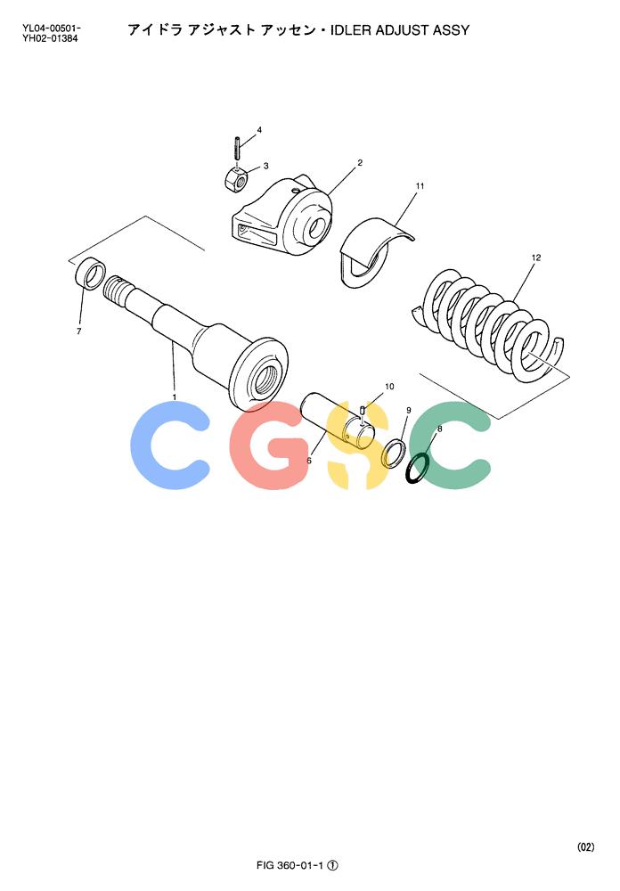 神钢零件查询(ED150-1E) - BLADE RUNNER EXCAVATOR/DOZER ASN YL05-00555 (11/03-12/04) (02-009) - IDLER ADJUST ASSY Kobelco