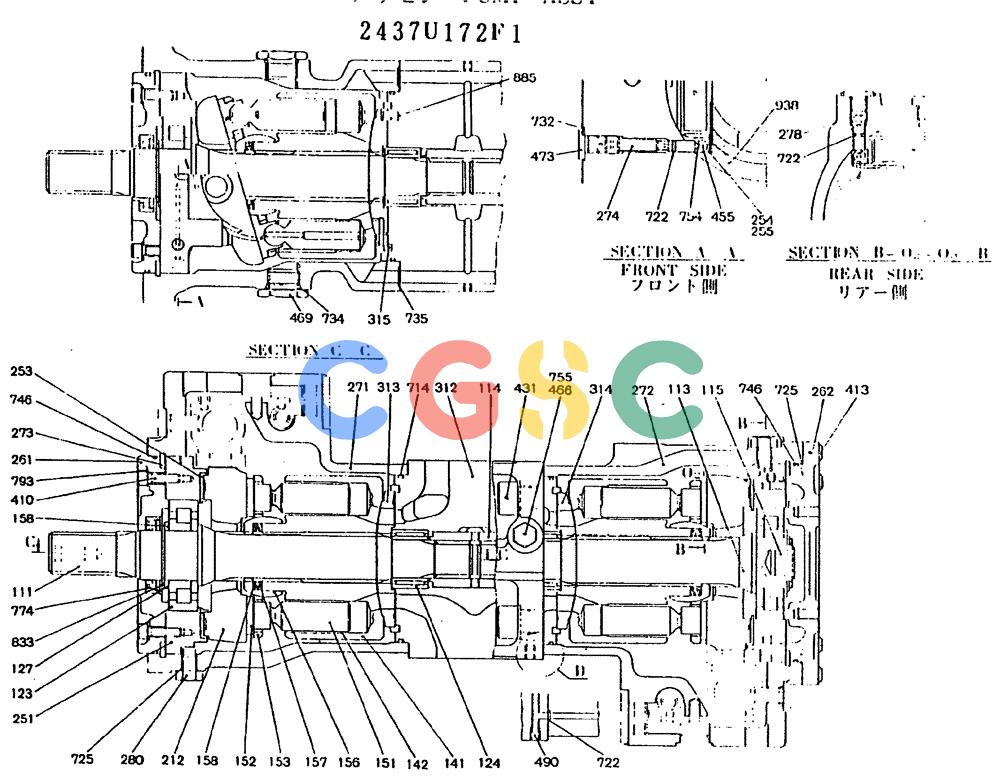 神钢零件查询(MD180LC) - EXCAVATOR ASN YG0647 (1/80-12/06) (11-017[02]) - PUMP ASSY Kobelco