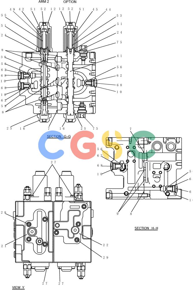 纽荷兰零件查询(E215B) - CRAWLER EXCAVATOR - TIER 3 (NA) - ASN N7DA21001 (1/07-) (8.044[05]) - VALVE ASSEMBLY, CONTROL (YN30V00101F1, F2 & F3), FIGURE 5 OF 5 New Holland Constructuion