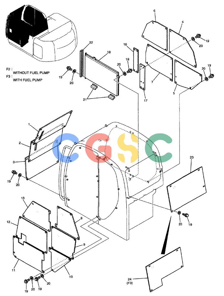 纽荷兰零件查询(E70) - MIDI CRAWLER EXCAVATOR (NA) (1/06-) (047) - CAB & GUARD ASSEMBLY New Holland Constructuion