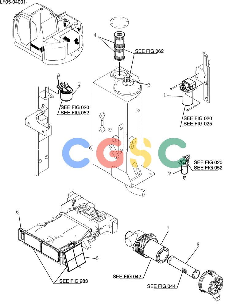 纽荷兰零件查询(E80BMSR) - CRAWLER EXCAVATOR ASN LF05-04001 - (N8TA18060) (004-27[1]) - FILTER LIST New Holland Constructuion