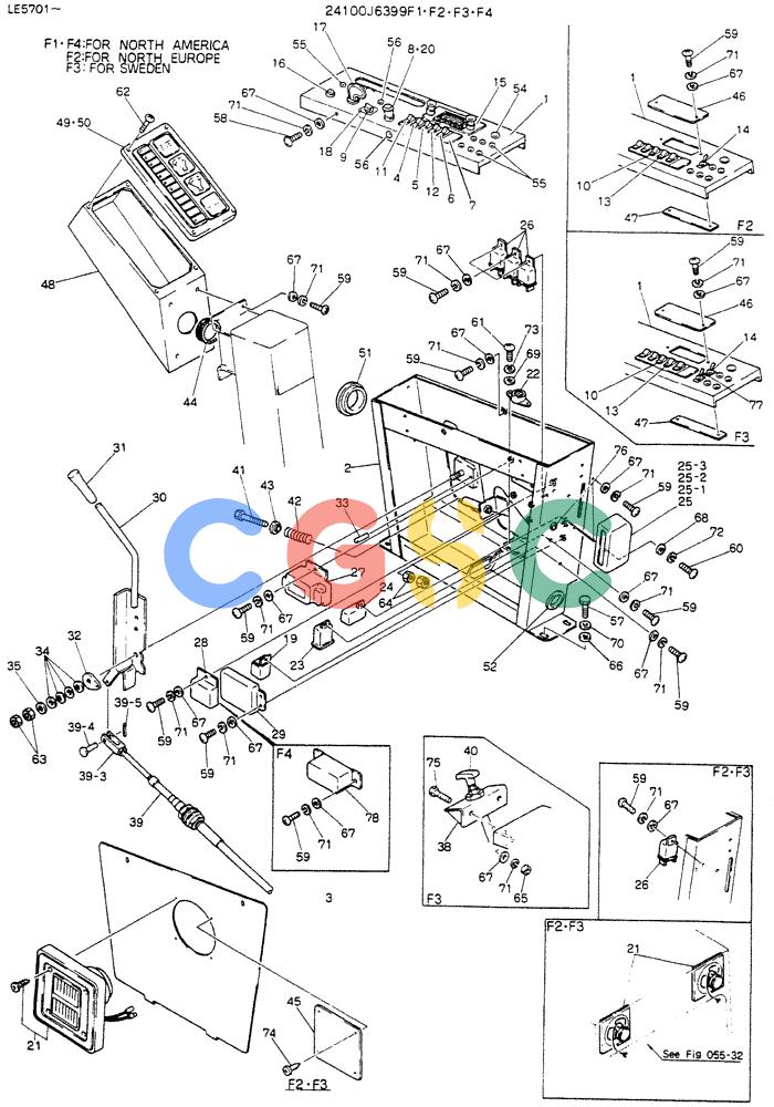 神钢零件查询(K903C) - EXCAVATOR ASN LE5701 (1/87-12/03) (04-012[02]) - PANEL ASSY, INST, (WRIST CONTROL) P/N 24100J6399F2 Kobelco