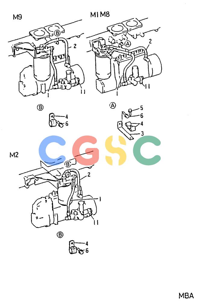 神钢零件查询(6D22-TC) - MITSUBISHI DIESEL ENGINE - K912, K912LC, & K916 (1/83-12/06) (03-021) - FUEL HOSE 040-220B Kobelco
