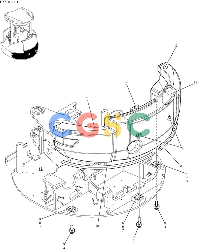 纽荷兰零件查询(E35SR) - COMPACT CRAWLER EXCAVATOR ASN PX13-15001 (N6TN61732) (NA) (1/06-) (01-004) - COUNTERWEIGHT INSTAL New Holland Constructuion